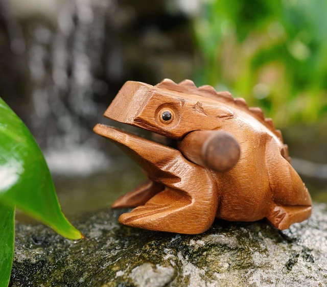 Alt view image 5 of 7 - 4" Frog Rasp - Small Instrument Musical Wooden Percussion Wood Block Instrument of Frog Noise Maker and Cool Music Gifts Ideas Funny Weird Instruments for Adults Made from Nature Wood