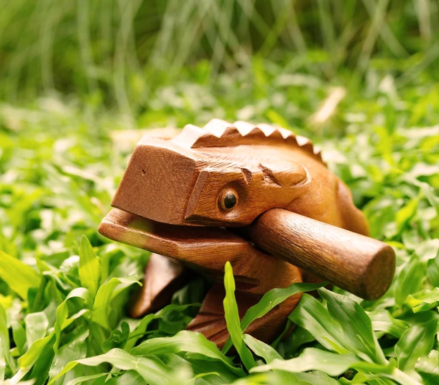 Alt view image 6 of 7 - 4" Frog Rasp - Small Instrument Musical Wooden Percussion Wood Block Instrument of Frog Noise Maker and Cool Music Gifts Ideas Funny Weird Instruments for Adults Made from Nature Wood