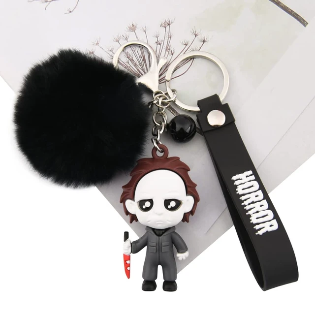 Alt view image 2 of 7 - Halloween Keychain Horror Movie Key Rings with Plush & Small Bell Key-304