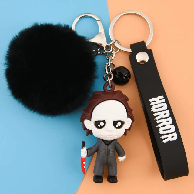 Alt view image 4 of 7 - Halloween Keychain Horror Movie Key Rings with Plush & Small Bell Key-304