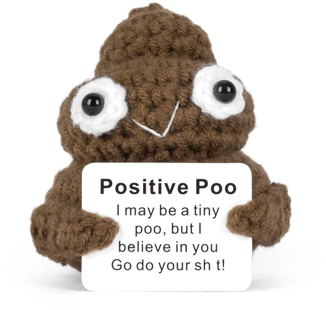 Main image of Funny Positive Poo, Cute Crochet Potato Partner Toy with Positive Card Cheer Up Funny Gag Gifts for Best Friend Birthday Housewarming Women Teacher Fall, Brown
