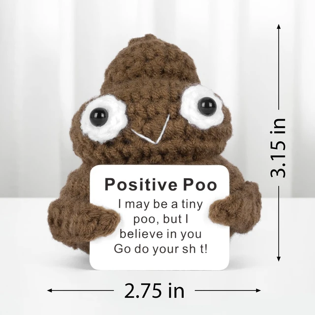 Alt view image 2 of 6 - Funny Positive Poo, Cute Crochet Potato Partner Toy with Positive Card Cheer Up Funny Gag Gifts for Best Friend Birthday Housewarming Women Teacher Fall, Brown