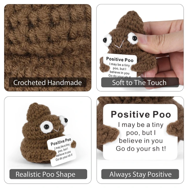 Alt view image 3 of 6 - Funny Positive Poo, Cute Crochet Potato Partner Toy with Positive Card Cheer Up Funny Gag Gifts for Best Friend Birthday Housewarming Women Teacher Fall, Brown