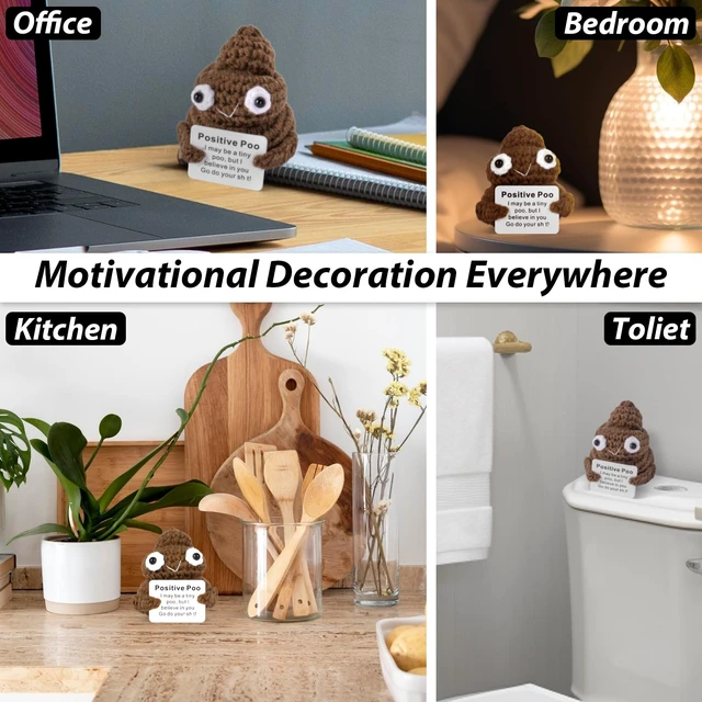 Alt view image 6 of 6 - Funny Positive Poo, Cute Crochet Potato Partner Toy with Positive Card Cheer Up Funny Gag Gifts for Best Friend Birthday Housewarming Women Teacher Fall, Brown