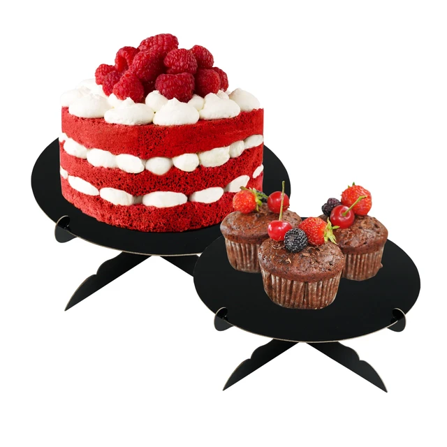 Alt view image 5 of 5 - 12 inch One Tier Cardboard Cake Stand,Black Cupcake Stand for Birthday Wedding DIY Dessert Decoration