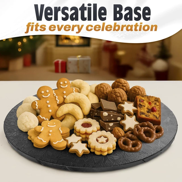 Alt view image 6 of 7 - Black Cake Drum 12 Inch, Round Cake Board, 1/2 Inch Thick Cardboard | Black Cake Board 12 Inch with Grease-Resistant, Moisture-Resistant Surface - Displays Cupcakes, Pastries and Baked Goods