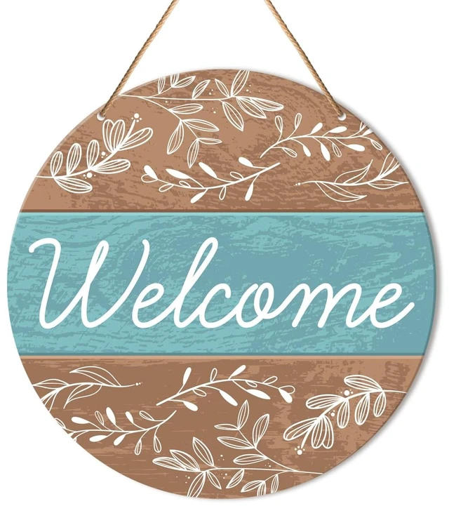 Main image of Welcome Sign Front Door Decor, Welcome Round Wood Hanging Sign Decor Farmhouse Wall Sign Bohemia Decorations for Door, Porch, Home, Housewarming Gift for New House Women Men