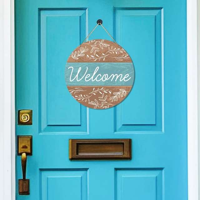 Alt view image 3 of 5 - Welcome Sign Front Door Decor, Welcome Round Wood Hanging Sign Decor Farmhouse Wall Sign Bohemia Decorations for Door, Porch, Home, Housewarming Gift for New House Women Men