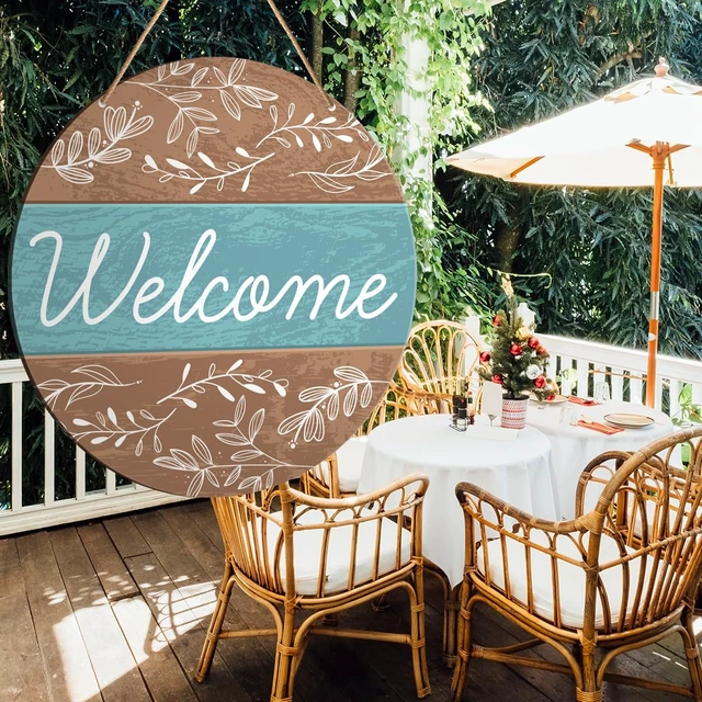 Alt view image 5 of 5 - Welcome Sign Front Door Decor, Welcome Round Wood Hanging Sign Decor Farmhouse Wall Sign Bohemia Decorations for Door, Porch, Home, Housewarming Gift for New House Women Men