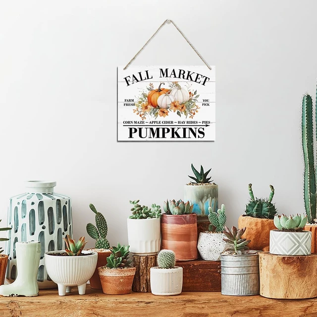 Alt view image 4 of 6 - Fall Decoration, Fall Markets Sign, Rustic Hanging Wood Plaque Sign, Pumpkins Decor, Farmhouse Decor, Fall Wall Art, Home Kitchen Wall Decor, Kitchen Door Sign, Decorative Wooden Wall Sign
