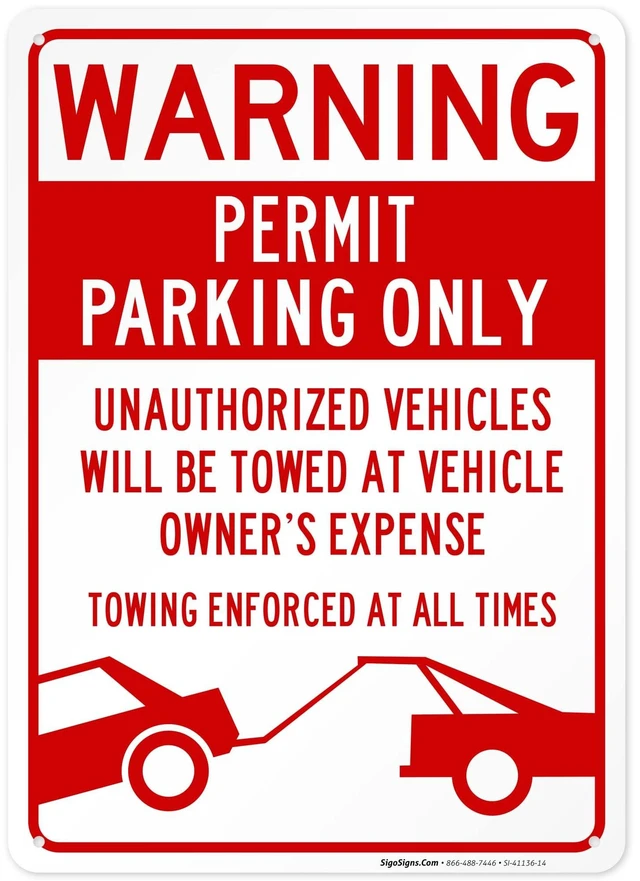 Main image of Permit Parking Only with Warning Sign, | 10x14 Inches, Rust Free .040 Aluminum, Made in USA by