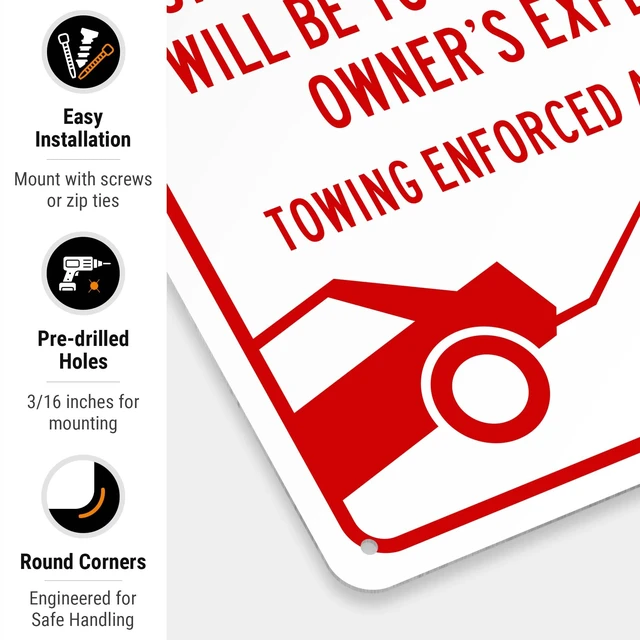 Alt view image 2 of 7 - Permit Parking Only with Warning Sign, | 10x14 Inches, Rust Free .040 Aluminum, Made in USA by