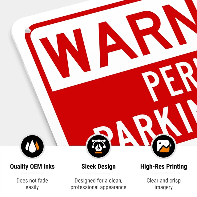 Alt view image 5 of 7 - Permit Parking Only with Warning Sign, | 10x14 Inches, Rust Free .040 Aluminum, Made in USA by