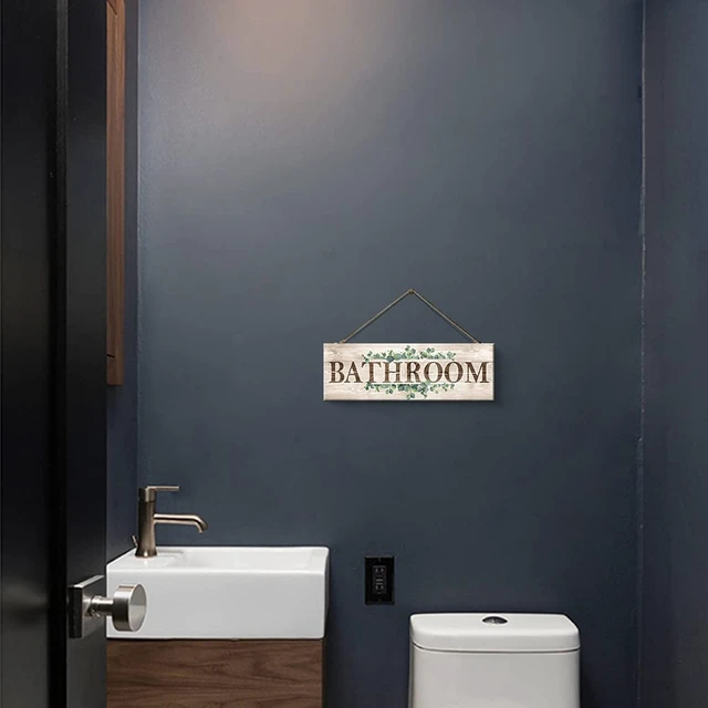 Alt view image 6 of 7 - Bathroom Sign Wall Decor, Bathroom Wall Art, Rustic Farmhouse Wall Hanging Plaque Home Decorative Bathroom, 4.7 x 13.7 inches