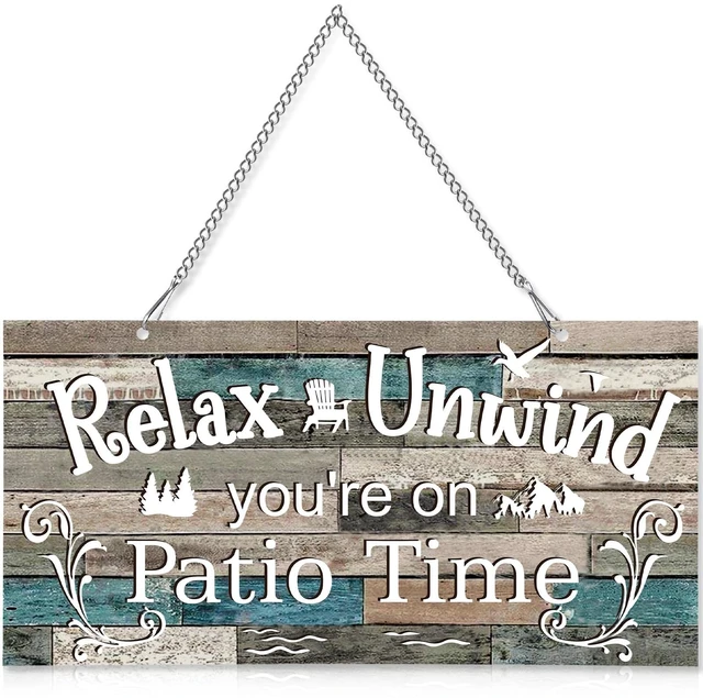 Main image of Metal Patio Decor Sign Vintage Outdoor Wall Decorations,10 x 5",Vivid | Rustic Farmhouse Art, Waterproof UV Printed, with Hanging Chain, for Backyard Porch Balcony Gazebo, Housewarming Present