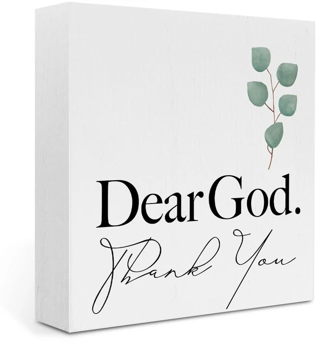 Main image of Christian Desk Decor Farmhouse Signs Wooden Box Sign Religious Gifts | Rustic Religious Wood Box Sign for Living Room Bedroom Bathroom Kitchen Shelf Table