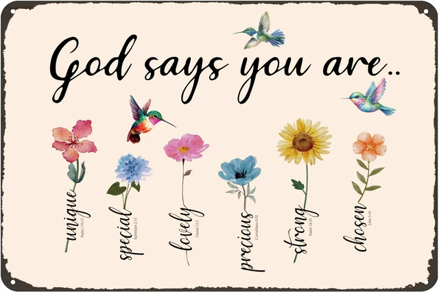 Main image of God Says You Are Amazing Garden Tin Sign 8x12 Inch | Vintage Christian Bible Verse Bird Flowers Home Patio Yard Decor for Gardening Gifts