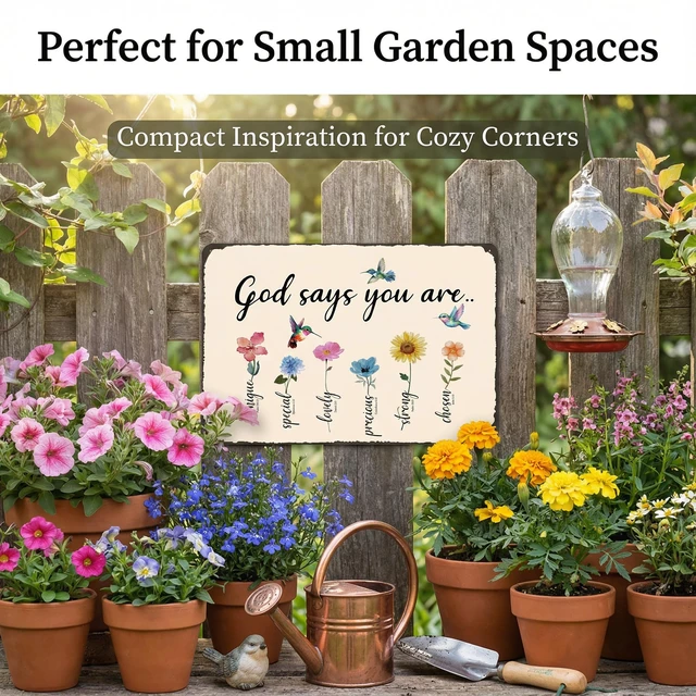 Alt view image 5 of 7 - God Says You Are Amazing Garden Tin Sign 8x12 Inch | Vintage Christian Bible Verse Bird Flowers Home Patio Yard Decor for Gardening Gifts