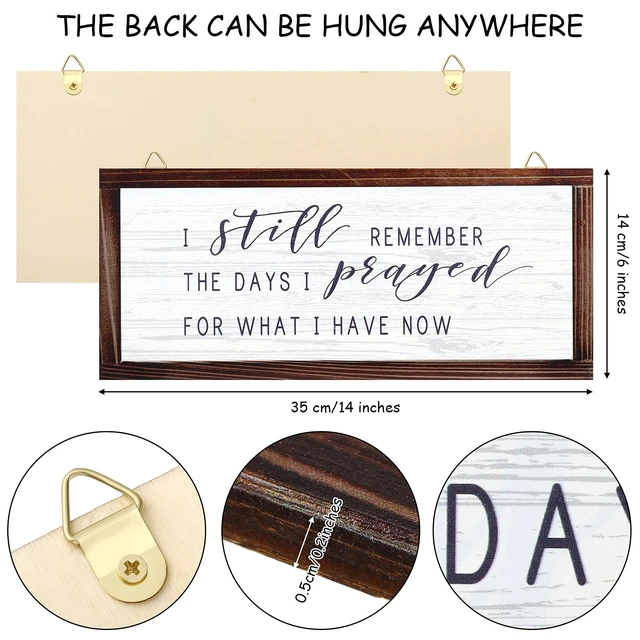 Alt view image 4 of 7 - I Still Remember The Days I Prayed Rustic Wood Sign | Christian Inspirational Quote, Vintage Farmhouse Wall Decor, Wooden Plaque for Home Living Room Garden