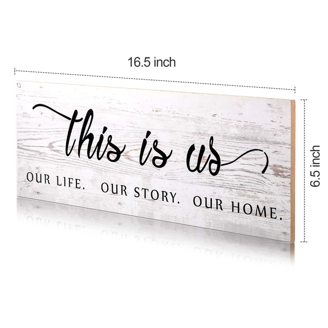 Alt view image 2 of 7 - This Is Us Wall Decor Wooden Family Wall Plaque Quote, Antique White | Rustic Family Signs for Home Decor Wall, Distressed Finish Decor, Christmas Home Decoration, Living Room Bedroom Entryway