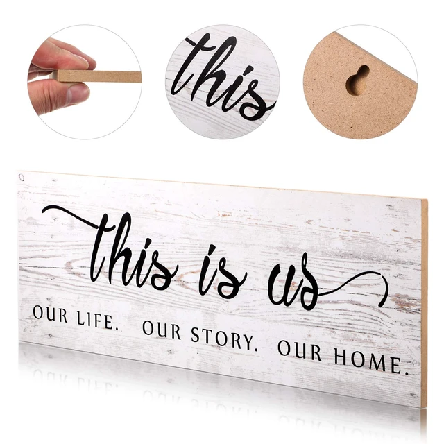Alt view image 3 of 7 - This Is Us Wall Decor Wooden Family Wall Plaque Quote, Antique White | Rustic Family Signs for Home Decor Wall, Distressed Finish Decor, Christmas Home Decoration, Living Room Bedroom Entryway