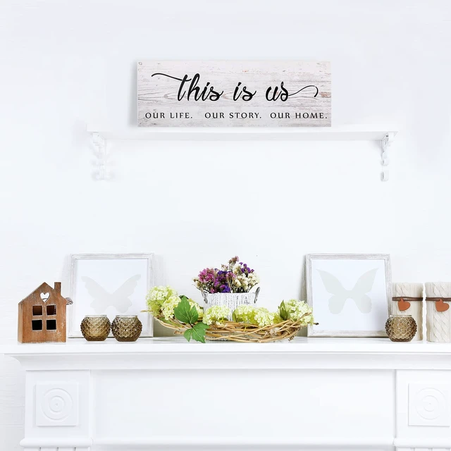 Alt view image 4 of 7 - This Is Us Wall Decor Wooden Family Wall Plaque Quote, Antique White | Rustic Family Signs for Home Decor Wall, Distressed Finish Decor, Christmas Home Decoration, Living Room Bedroom Entryway