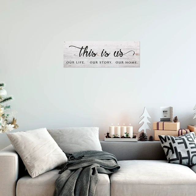 Alt view image 5 of 7 - This Is Us Wall Decor Wooden Family Wall Plaque Quote, Antique White | Rustic Family Signs for Home Decor Wall, Distressed Finish Decor, Christmas Home Decoration, Living Room Bedroom Entryway