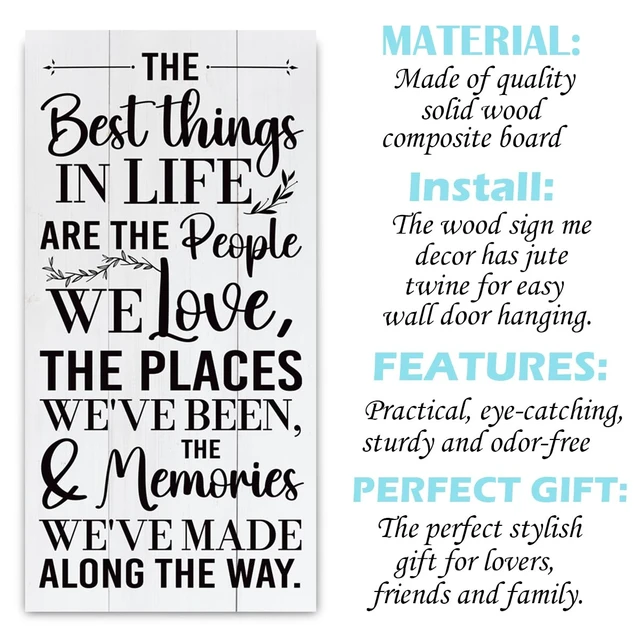 Alt view image 2 of 6 - Inspirational Wood Sign, Family Decor, The Best Things in Life Sign, Decorative Hanging Wall Plaque Decor Sign, Farmhouse Wooden Wall Plaque, Home Decor Accent, Bedroom Decor, Friendship Sign