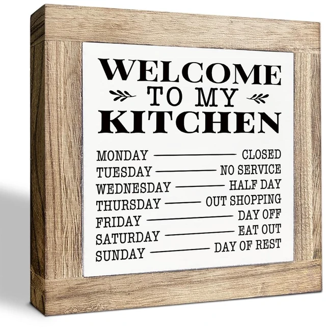 Main image of Welcome to My Kitchen Sign, Funny Kitchen Decor, Decorative Signs and Plaques, Desk Decors Art, Rustic Farmhouse Home Decor, Mother's Day Gift, Gift for Mom Grandma Housewife
