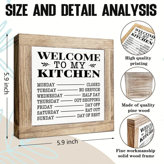 Alt view image 2 of 6 - Welcome to My Kitchen Sign, Funny Kitchen Decor, Decorative Signs and Plaques, Desk Decors Art, Rustic Farmhouse Home Decor, Mother's Day Gift, Gift for Mom Grandma Housewife
