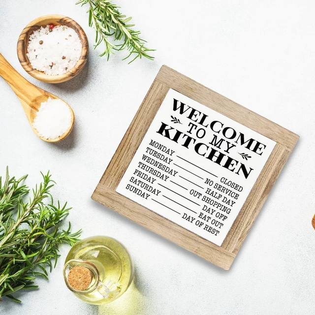 Alt view image 3 of 6 - Welcome to My Kitchen Sign, Funny Kitchen Decor, Decorative Signs and Plaques, Desk Decors Art, Rustic Farmhouse Home Decor, Mother's Day Gift, Gift for Mom Grandma Housewife