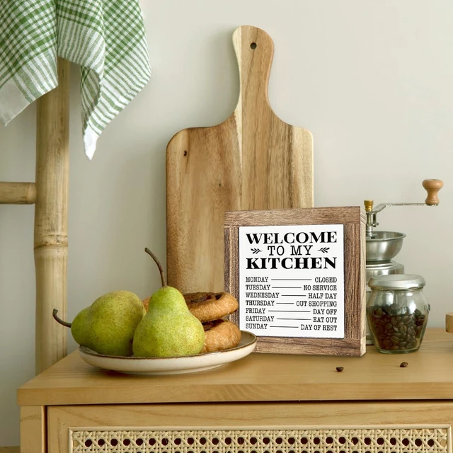 Alt view image 6 of 6 - Welcome to My Kitchen Sign, Funny Kitchen Decor, Decorative Signs and Plaques, Desk Decors Art, Rustic Farmhouse Home Decor, Mother's Day Gift, Gift for Mom Grandma Housewife