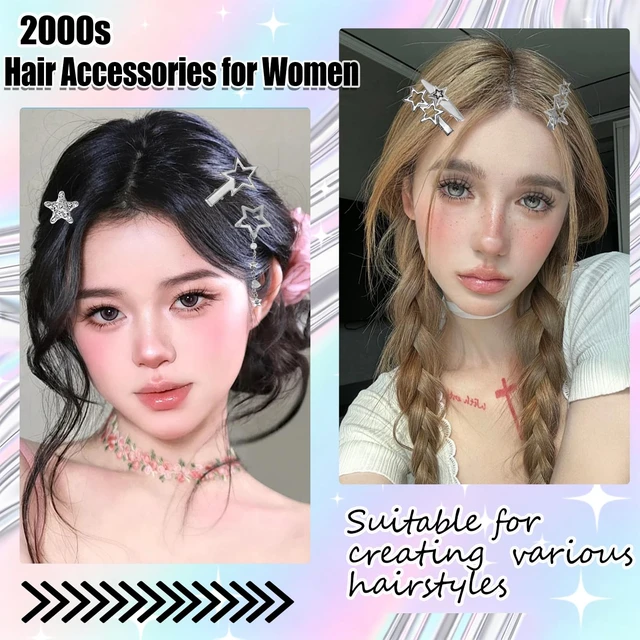 Alt view image 4 of 7 - Y2K Silver Star Hair Clips, 30 Pcs Multi Shape Barrettes for Women Girls | 16 assorted star shapes, non-slip metal hairpins, classic 2000s Y2K aesthetic, kawaii hair clips for daily & party hairstyles