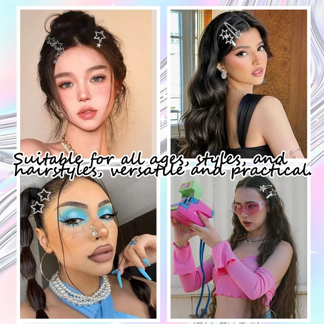 Alt view image 5 of 7 - Y2K Silver Star Hair Clips, 30 Pcs Multi Shape Barrettes for Women Girls | 16 assorted star shapes, non-slip metal hairpins, classic 2000s Y2K aesthetic, kawaii hair clips for daily & party hairstyles
