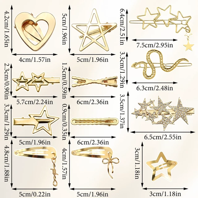 Alt view image 4 of 5 - 15Pcs Gold Snake Star Hair Clips Y2k Snap Hair Barrettes for Women Water Drop Non Slip Hair Pins Christmas Metal Heart Clips for Hair Cute Cool Y2k 2000s Accessories for Girls