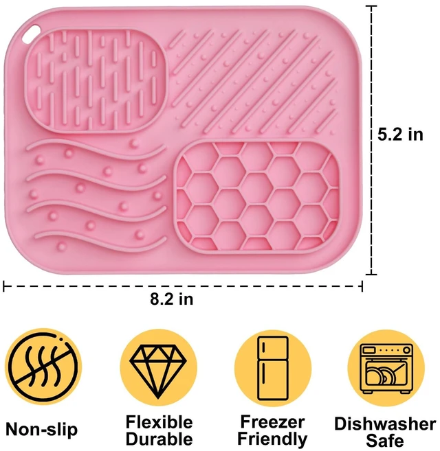 Alt view image 2 of 7 - Lick Mat for Cat & Puppy, Premium Silicone SlowFeeder Bowl, BPAFree, FoodGrade, SuctionCup Design for Dry & Wet Food Anxiety & Boredom Relief, Dishwasher & Freezer Safe, Pink