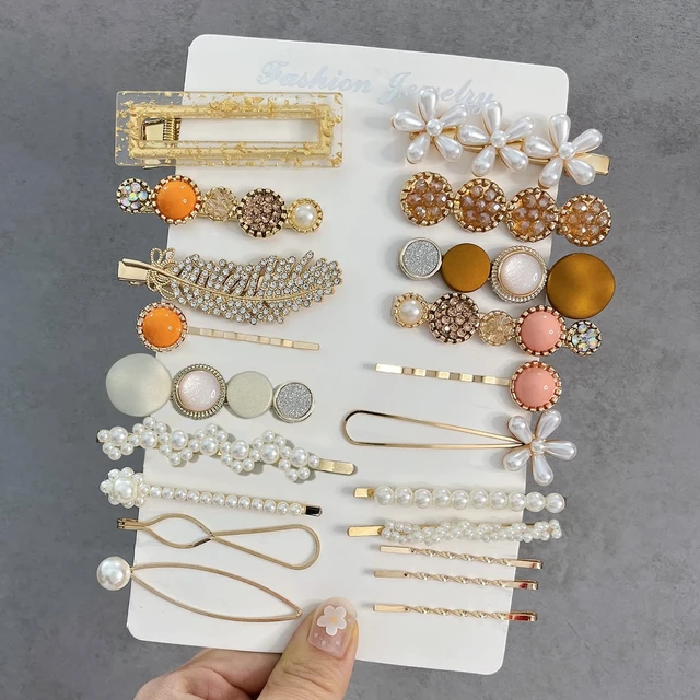 Alt view image 3 of 6 - 20 PCS Hair Accessories for Decorative Party Wedding, Pearl Hair Clips Set Fashion Korean Acrylic Resin Hair Barrettes, Bobby Pins Hairpins for Women and Ladies Girls Headwear Styling Tools