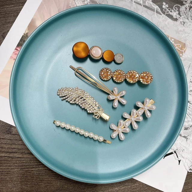 Alt view image 5 of 6 - 20 PCS Hair Accessories for Decorative Party Wedding, Pearl Hair Clips Set Fashion Korean Acrylic Resin Hair Barrettes, Bobby Pins Hairpins for Women and Ladies Girls Headwear Styling Tools