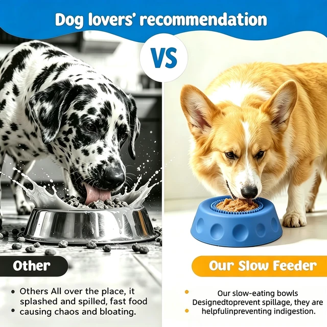 Alt view image 5 of 7 - Dog Slow Feeder Bowl, Silicone Lick Mat with Suction Cups for Peanut Butter Yogurt, Interactive Lick Pad Anxiety Relief for Small Medium Large Dogs, Blue