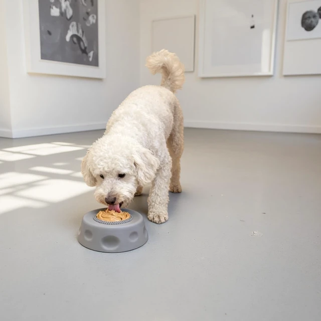 Alt view image 7 of 7 - Dog Slow Feeder Bowl, Silicone Lick Mat with Suction Cups for Peanut Butter Yogurt, Interactive Lick Pad Anxiety Relief for Small Medium Large Dogs, Blue