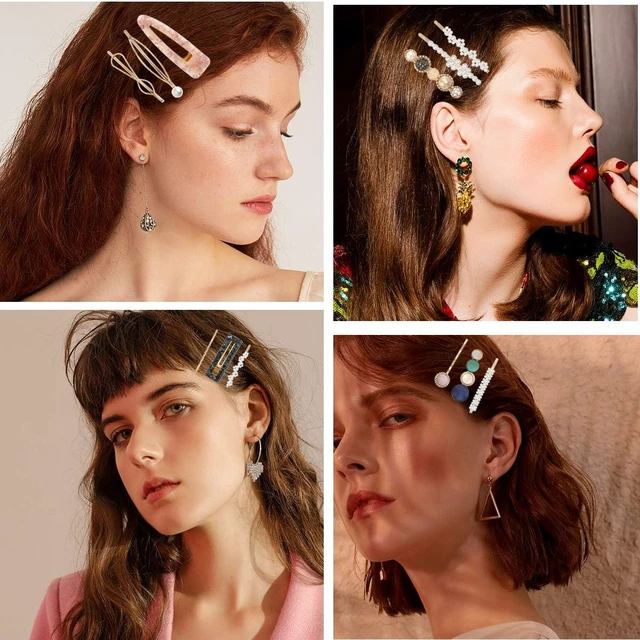 Alt view image 7 of 7 - 20 PCS Macaron Pearl Acrylic Resin Fashion Hair Clips Set, Cute Hair Barrettes Bobby Pins, Boho Fancy Hairpin Accessories Headwear Styling Tools, Gifts for Women Girls Decorative Wedding
