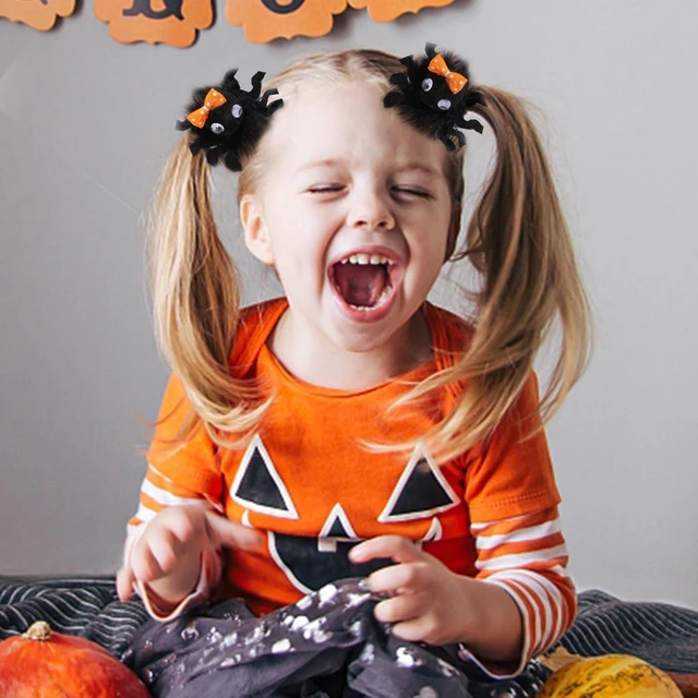 Alt view image 2 of 7 - Halloween Spider Hair Clips, Girls Cute Cheer Barrettes Alligator Hairpins, Costume Party Favor Supply, Gothic Outfit Decor Accessories Dead Day Gift Black 2 inch