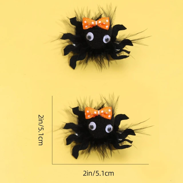 Alt view image 3 of 7 - Halloween Spider Hair Clips, Girls Cute Cheer Barrettes Alligator Hairpins, Costume Party Favor Supply, Gothic Outfit Decor Accessories Dead Day Gift Black 2 inch