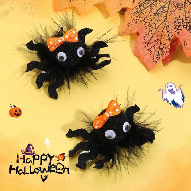 Alt view image 4 of 7 - Halloween Spider Hair Clips, Girls Cute Cheer Barrettes Alligator Hairpins, Costume Party Favor Supply, Gothic Outfit Decor Accessories Dead Day Gift Black 2 inch