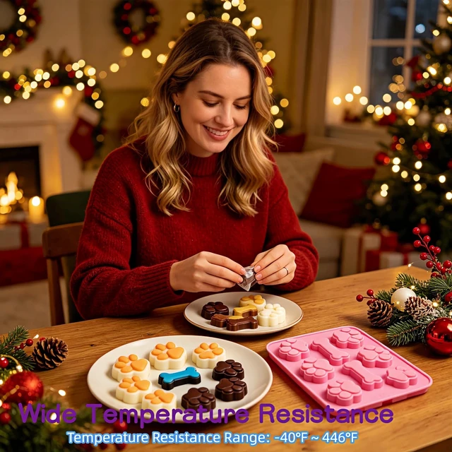 Alt view image 5 of 7 - Silicone Dog Treat Molds, Paw Print and Bone Shapes, Food-Grade BPA-Free, Non-Stick, Dishwasher Safe, for Chocolate, Candy, Jelly, Baking, 3 Pack