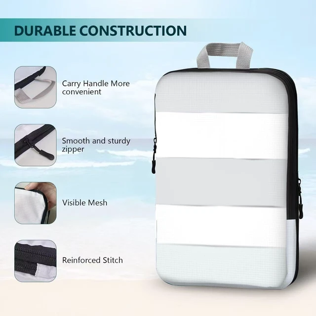 Alt view image 2 of 7 - Compression Packing Cubes, 5-Piece Set Travel Organizer Boxes, Compressible Luggage Cubes With Zipper for Women/Men - Essential Travel Accessories
