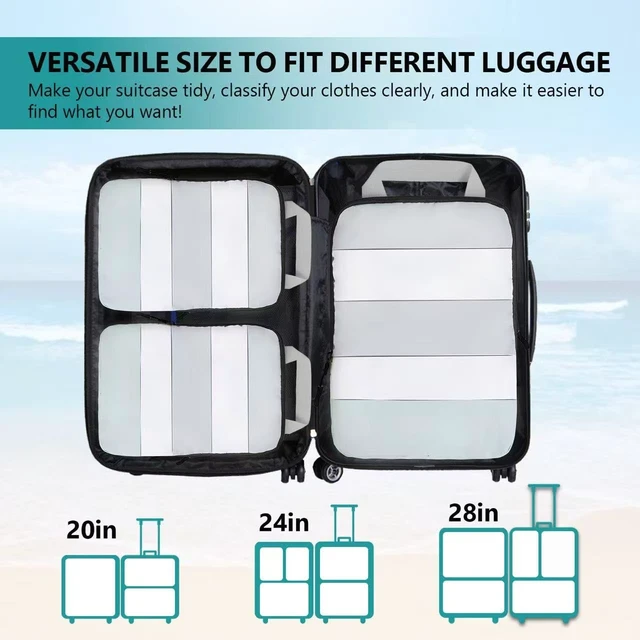 Alt view image 7 of 7 - Compression Packing Cubes, 5-Piece Set Travel Organizer Boxes, Compressible Luggage Cubes With Zipper for Women/Men - Essential Travel Accessories