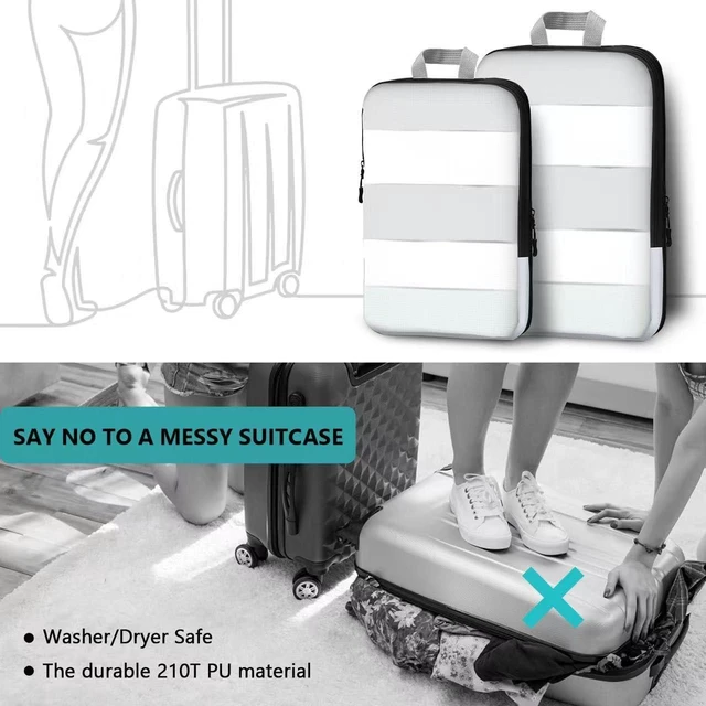 Alt view image 6 of 7 - Compression Packing Cubes, 5-Piece Set Travel Organizer Boxes, Compressible Luggage Cubes With Zipper for Women/Men - Essential Travel Accessories