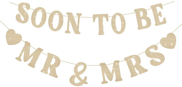 Main image of Soon To Be Mr & Mrs Sign Banner For Bridal Shower Decorations, Pre-strung Gold Glitter Wedding Shower Decorations For Home Party, Engagement Banner For Bachelorette Couples Shower