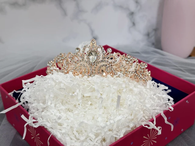 Alt view image 5 of 6 - 3 Pcs Bachelorette Party Decorations Bridal Shower Crown, Bride to Be Sash&Veil for Women Bachelorette Party Gifts, Bachelorette Party Supplies, Gifts, Favors (Rose Gold)